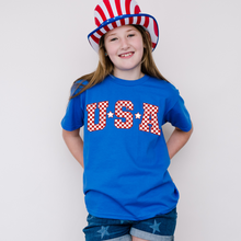 Load image into Gallery viewer, YOUTH Checkered USA On Royal Blue
