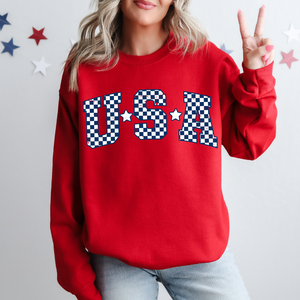 Checkered USA On Red