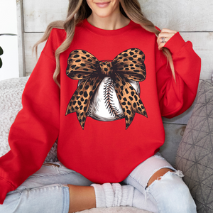 Baseball Leopard Bow Red