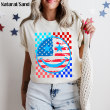 Load image into Gallery viewer, Checkered Happy Face USA Flag On Sand/Natural
